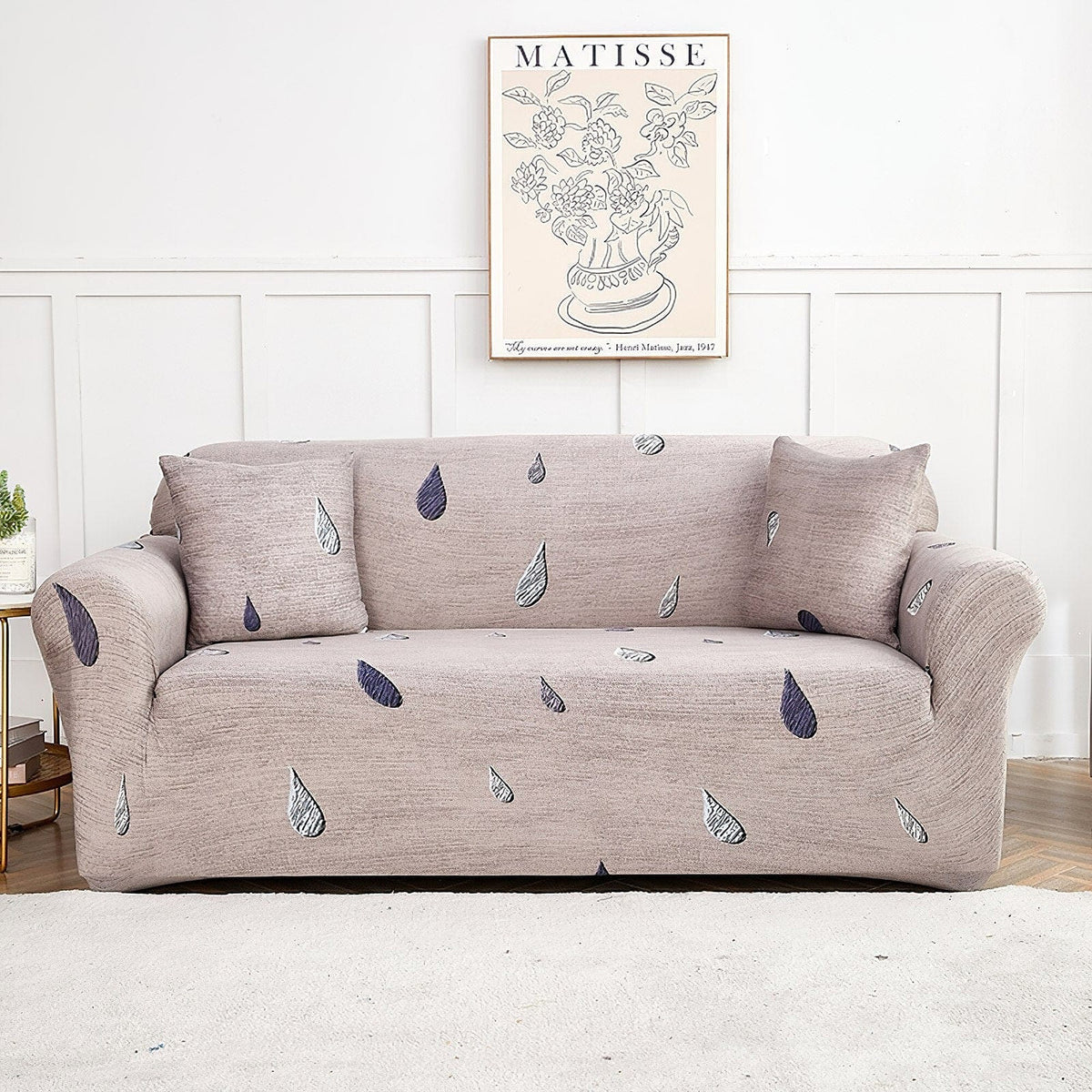 Sofa Cover – Raindrop Print – Bouclé Sand