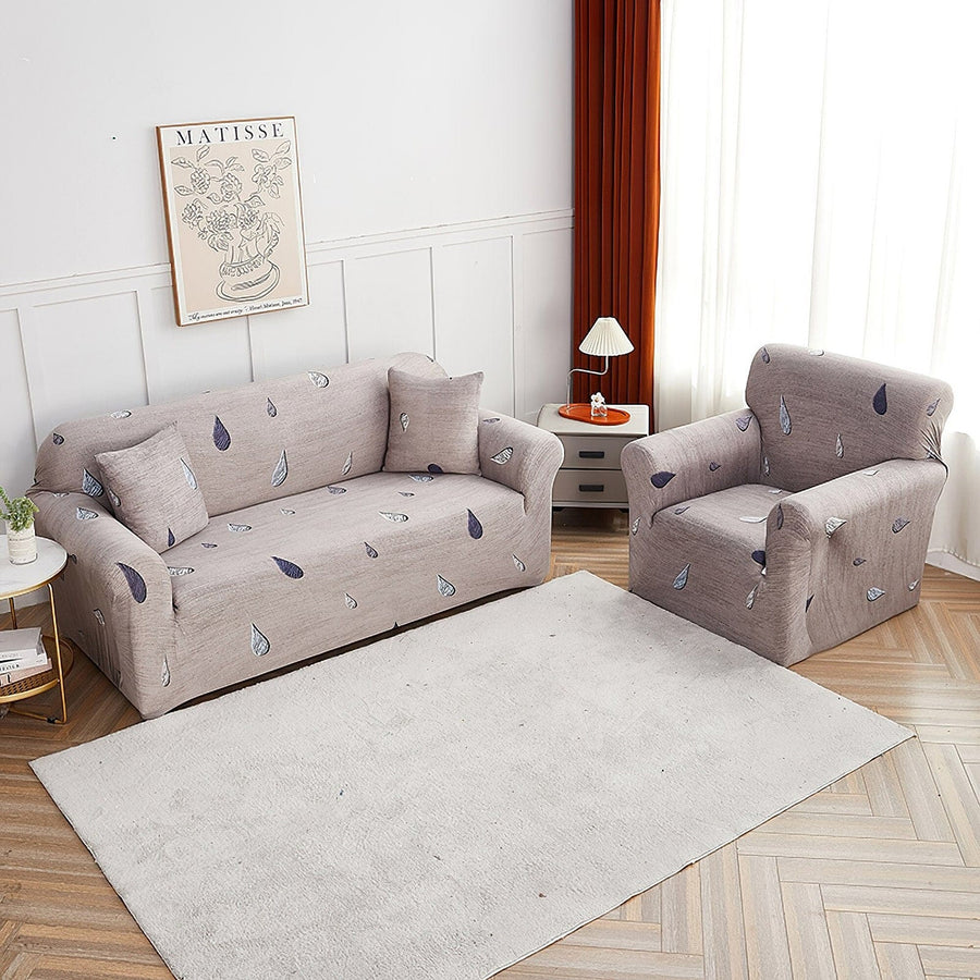 Sofa Cover – Raindrop Print – Bouclé Sand