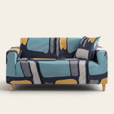 Sofa Cover – Retro Abstract – Stormy Blue