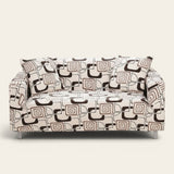 Sofa Cover – Retro Print – Bouclé Sand