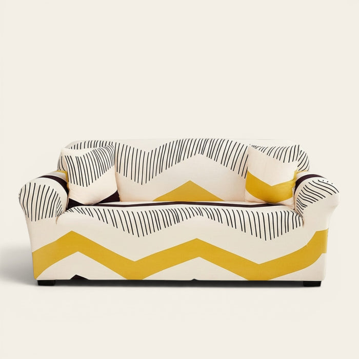 Sofa Cover – Sketch Zigzag – Ivory Cream