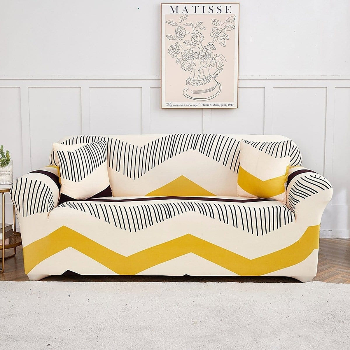 Sofa Cover – Sketch Zigzag – Ivory Cream
