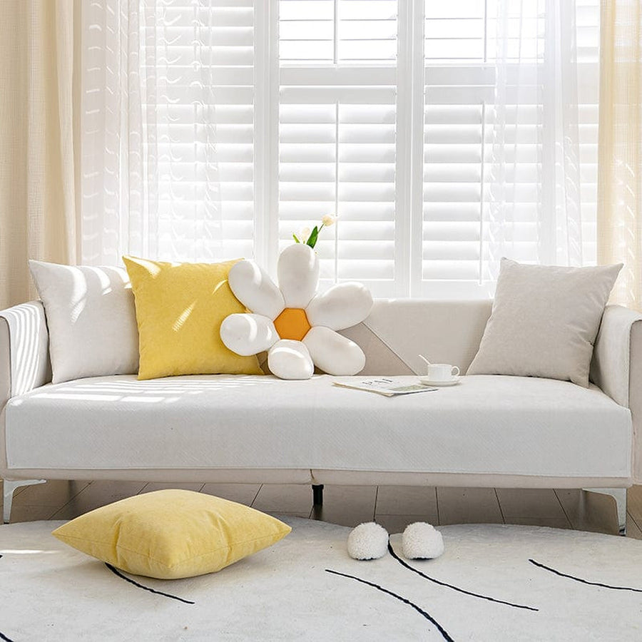 Non-Slip Sofa Cover – Plain Stretch – Ivory Cream