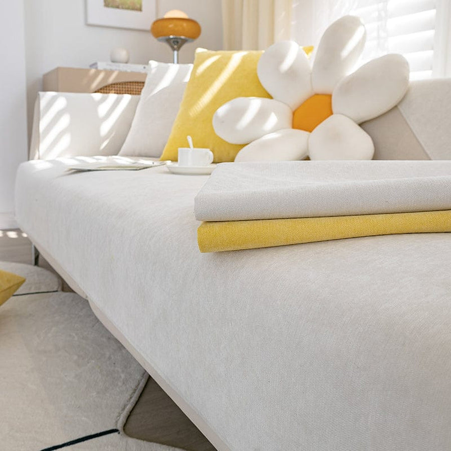 Non-Slip Sofa Cover – Plain Stretch – Ivory Cream