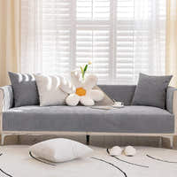 Non-Slip Sofa Cover – Plain Stretch Sectional – Pearl Grey