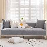 Non-Slip Sofa Cover – Plain Stretch Sectional – Pearl Grey