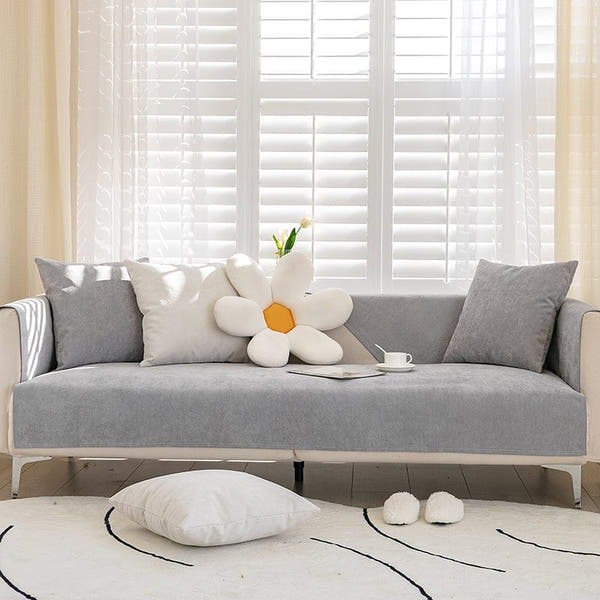 Non-Slip Sofa Cover – Plain Stretch Wide – Pearl Grey