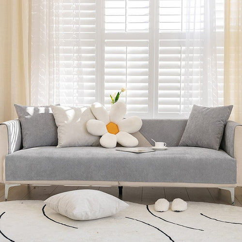 Non-Slip Sofa Cover – Plain Stretch Wide – Pearl Grey