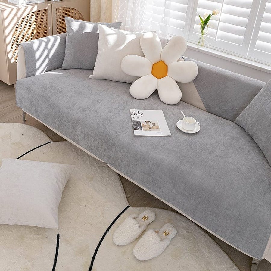 Non-Slip Sofa Cover – Plain Stretch Wide – Pearl Grey