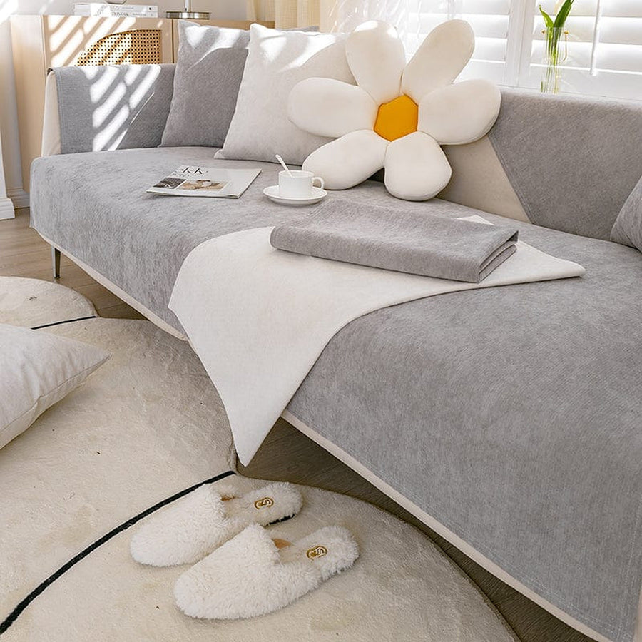 Non-Slip Sofa Cover – Plain Stretch Wide – Pearl Grey