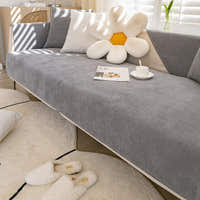 Non-Slip Sofa Cover – Plain Stretch Sectional – Pearl Grey