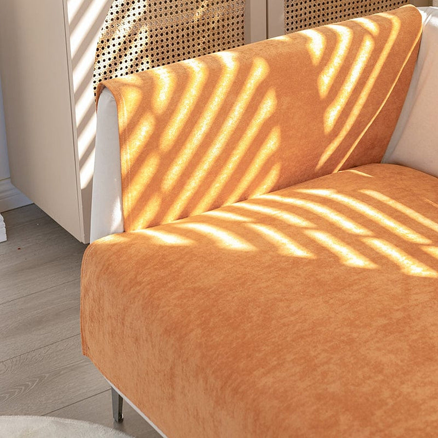Non-Slip Sofa Cover – Plain Stretch – Terracotta