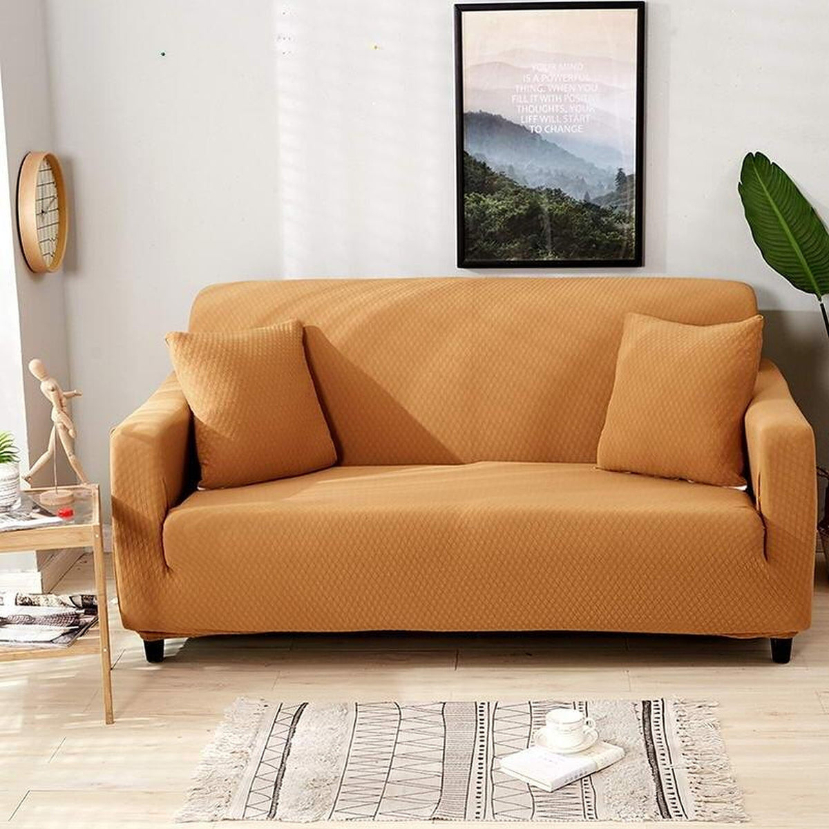 Sofa Cover – Diamond Quilted – Terracotta