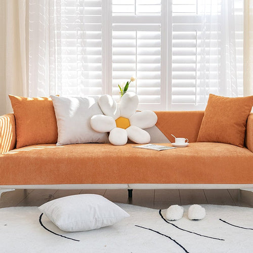 Non-Slip Sofa Cover – Plain Stretch – Terracotta