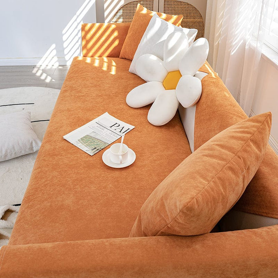 Non-Slip Sofa Cover – Plain Stretch – Terracotta