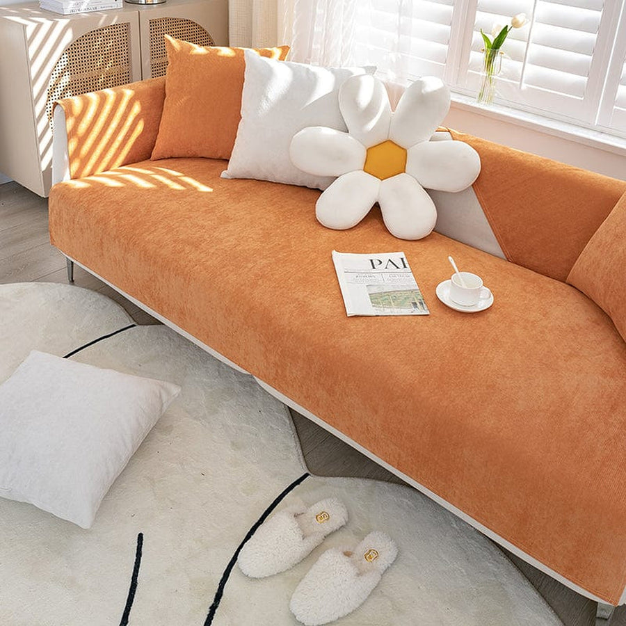 Non-Slip Sofa Cover – Plain Stretch – Terracotta