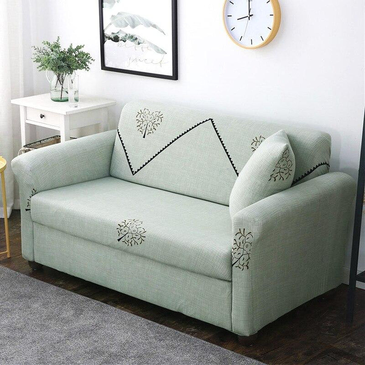 Sofa Cover – Tree Motif – Sage Mist