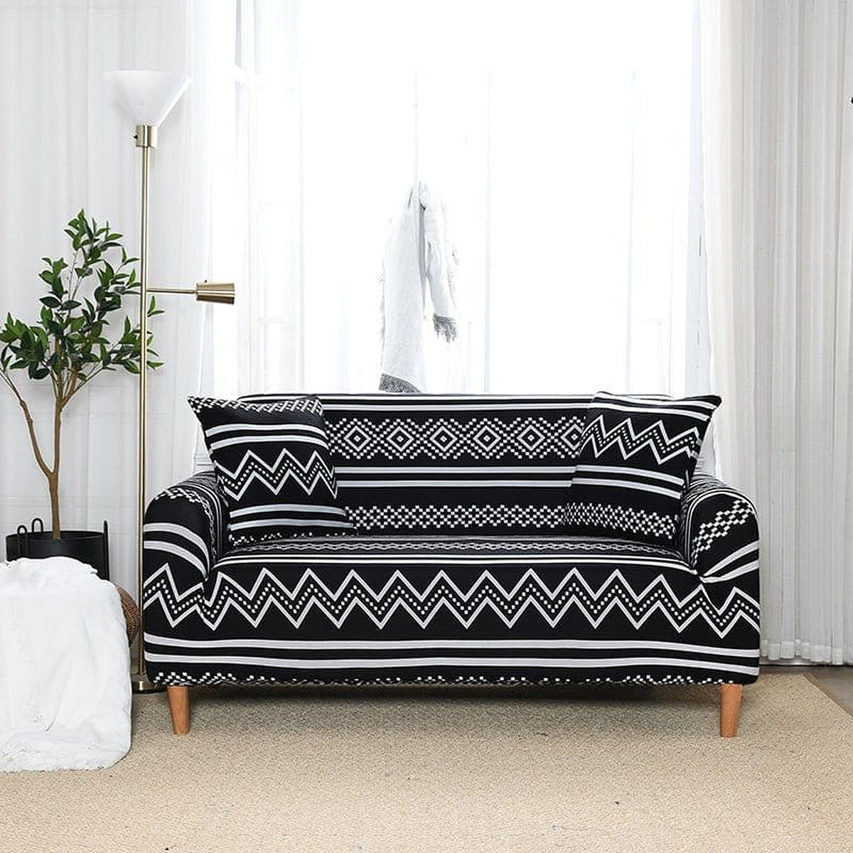 Sofa Cover – Tribal Aztec – Ink Black