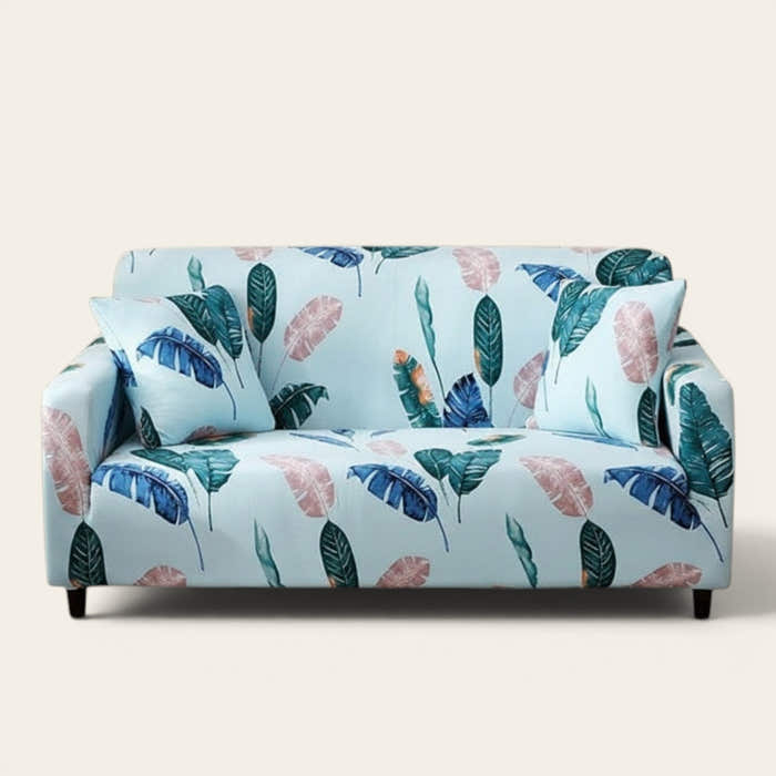 Sofa Cover – Tropical Floral – Sky Mist