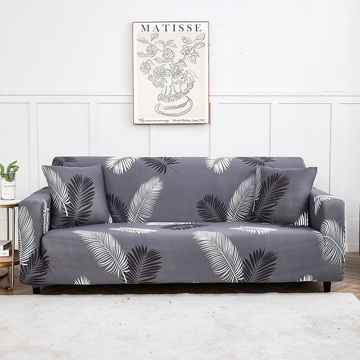 Sofa Cover – Tropical Palm – Charcoal