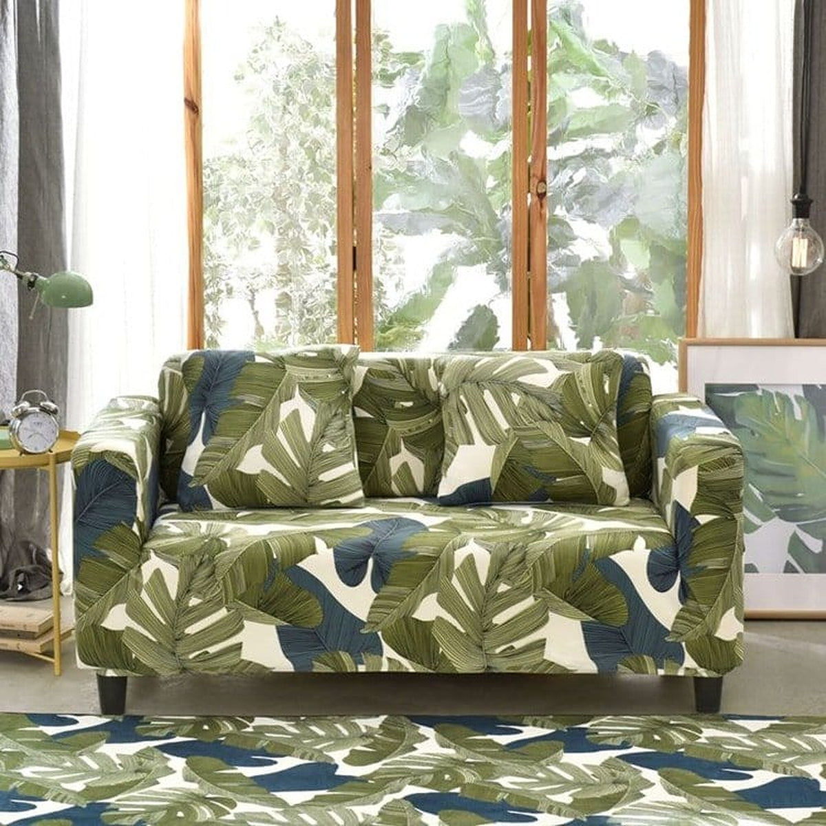 Sofa Cover – Tropical Palm – Ivory Cream