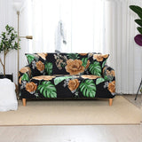 Sofa Cover – Tropical Roses – Ink Black