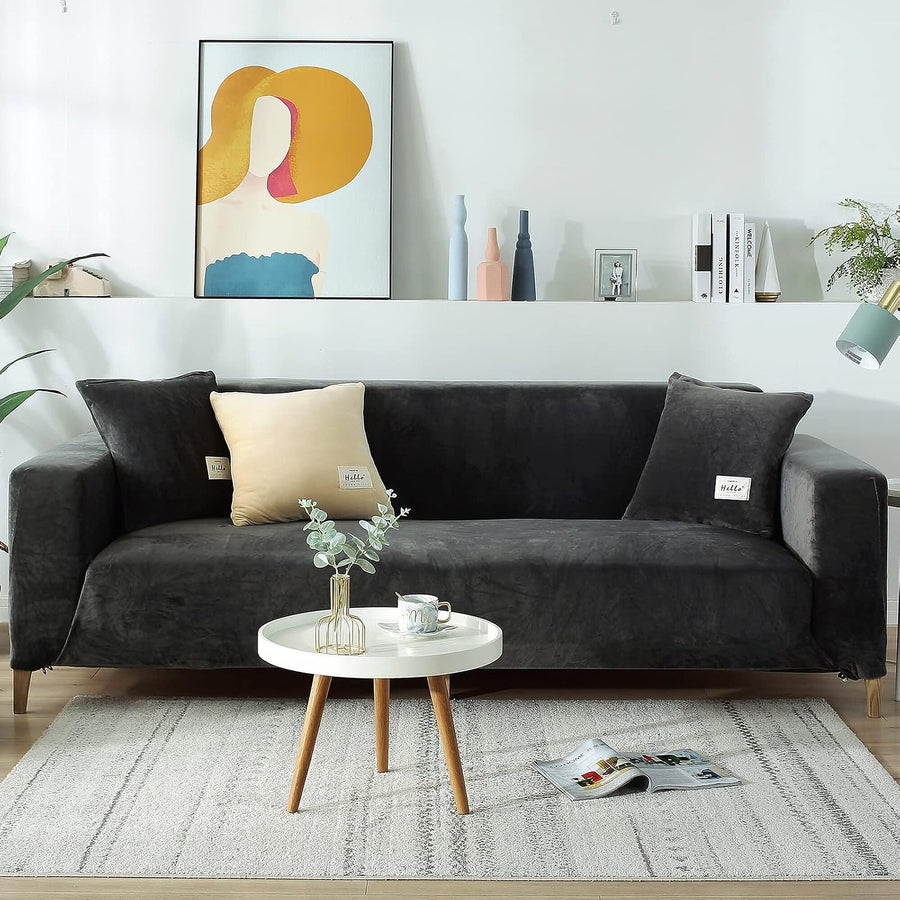 Sofa Cover – Velvet Distressed – Charcoal