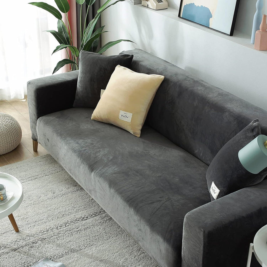 Sofa Cover – Velvet Distressed – Charcoal