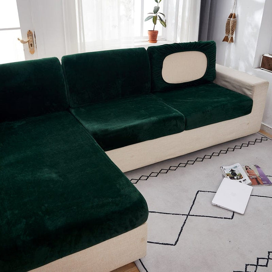 Sofa Cushion Cover – Velvet Plush Sectional – Forest