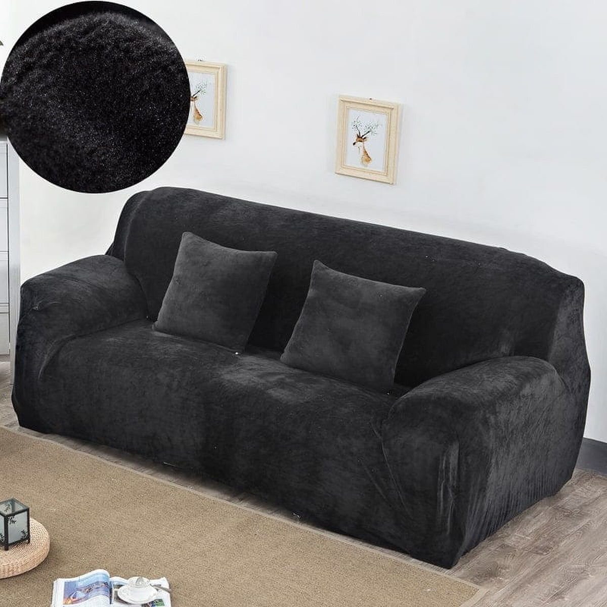Sofa Cover – Velvet – Ink Black