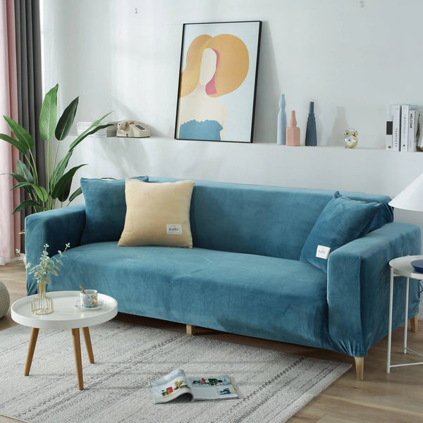 Sofa Cover – Velvet – Lake Blue
