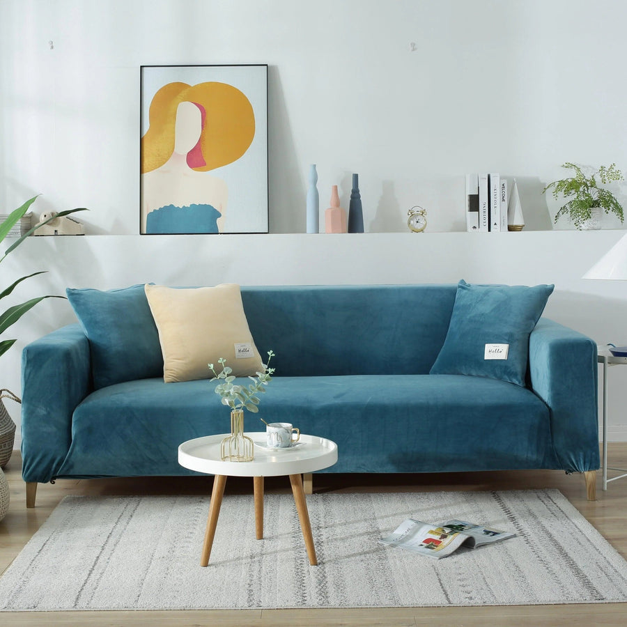 Sofa Cover – Velvet – Lake Blue