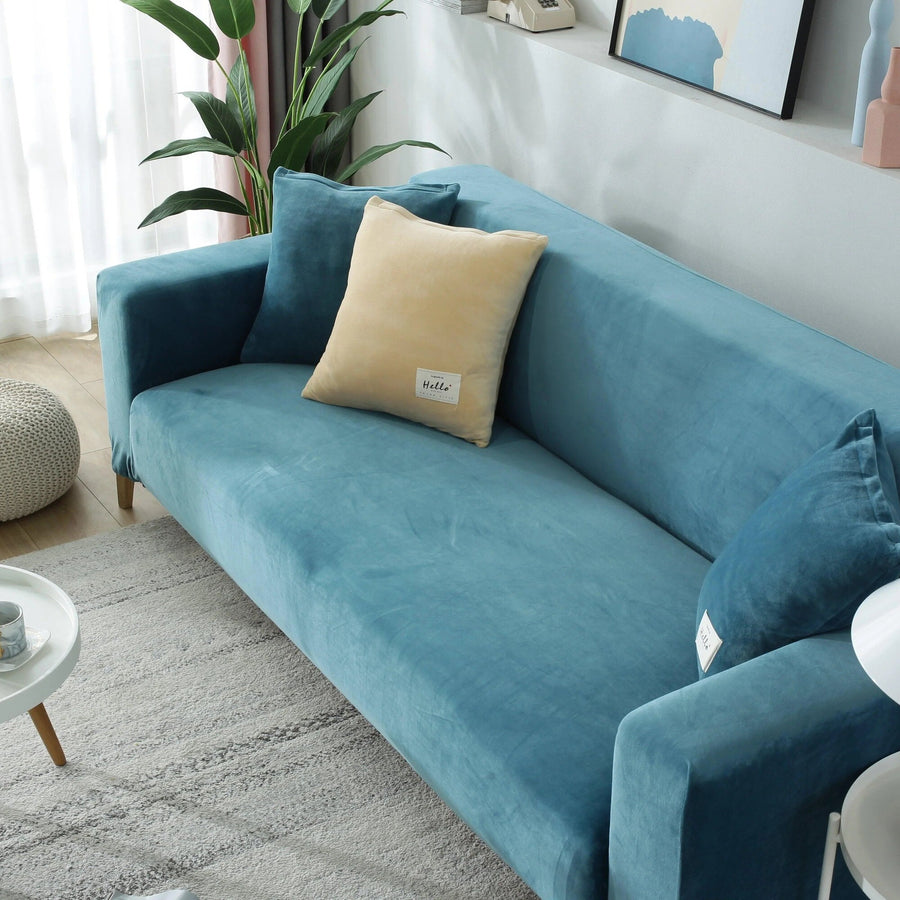 Sofa Cover – Velvet – Lake Blue