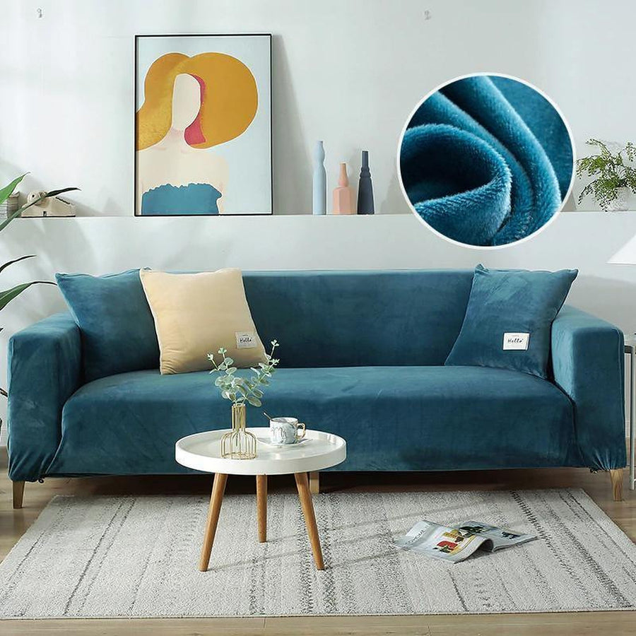 Sofa Cover – Velvet – Lake Blue