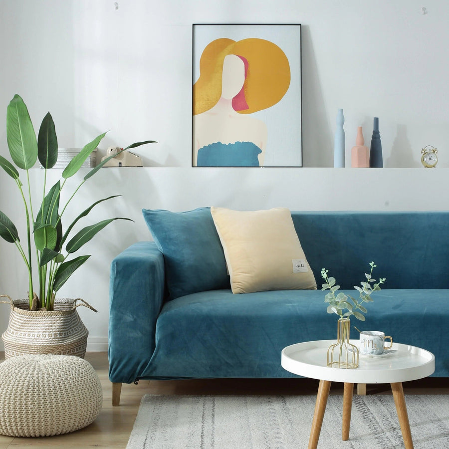 Sofa Cover – Velvet – Lake Blue