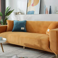 Sofa Cover – Velvet Plush – Terracotta Bright