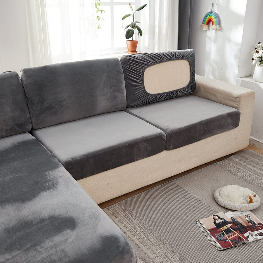 Sofa Cushion Cover – Velvet Plush – Charcoal