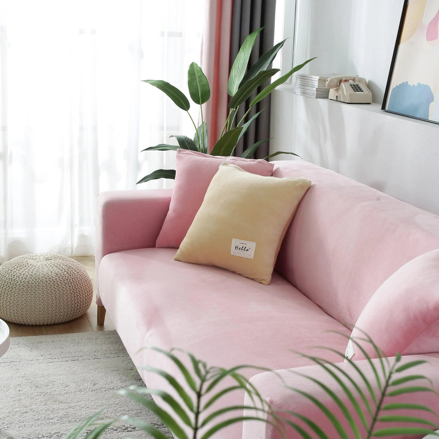 Sofa Cover – Velvet – Soft Blush