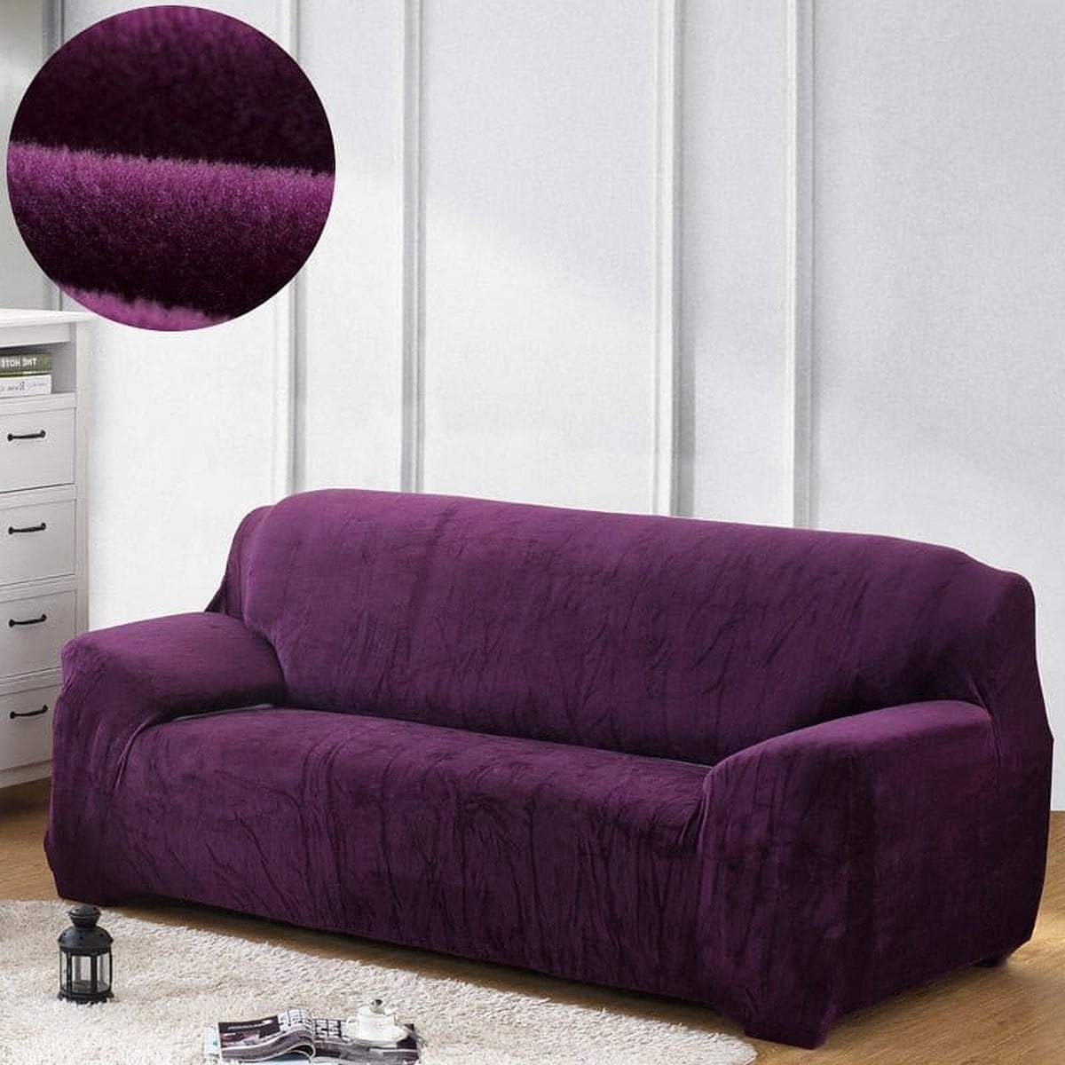 Sofa Cover – Velvet – Plum