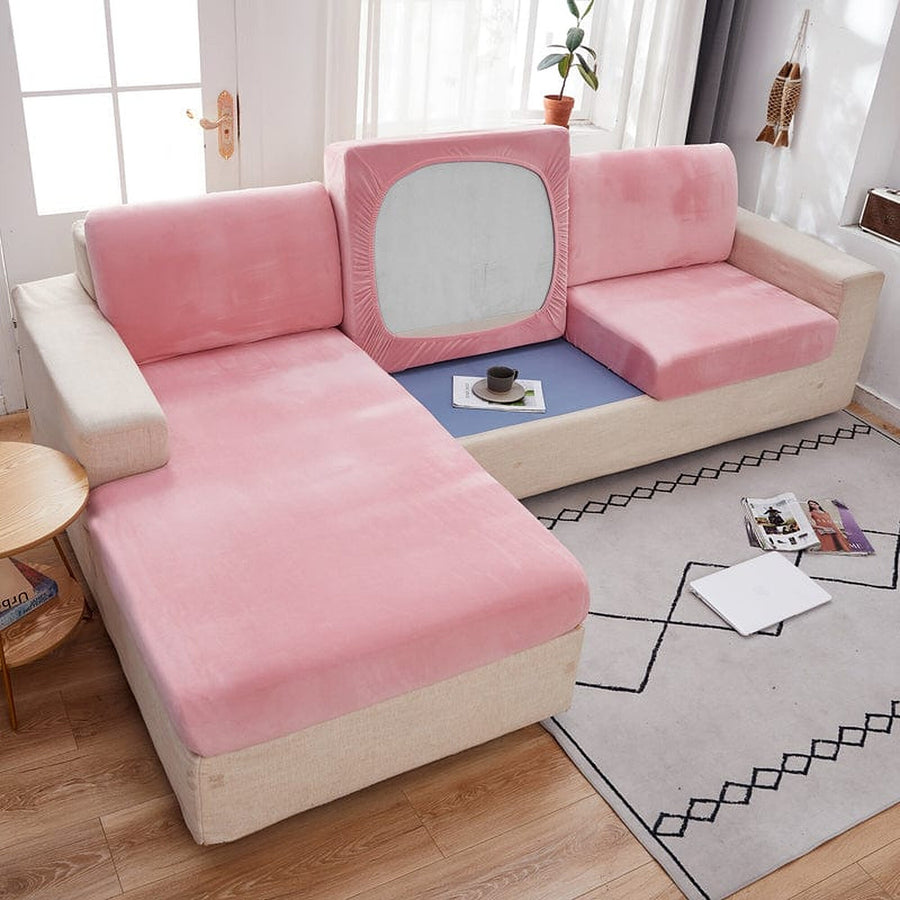 Sofa Cushion Cover – Velvet Plush – Soft Blush
