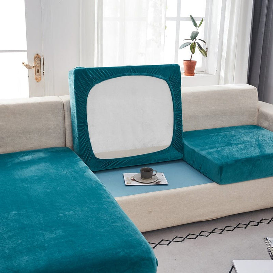 Sofa Cushion Cover – Velvet Plush – Teal