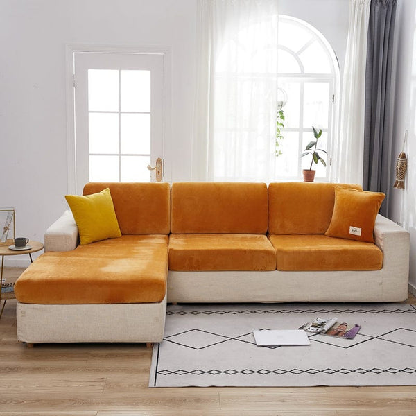 Sofa Cushion Cover – Velvet Plush Sectional – Terracotta