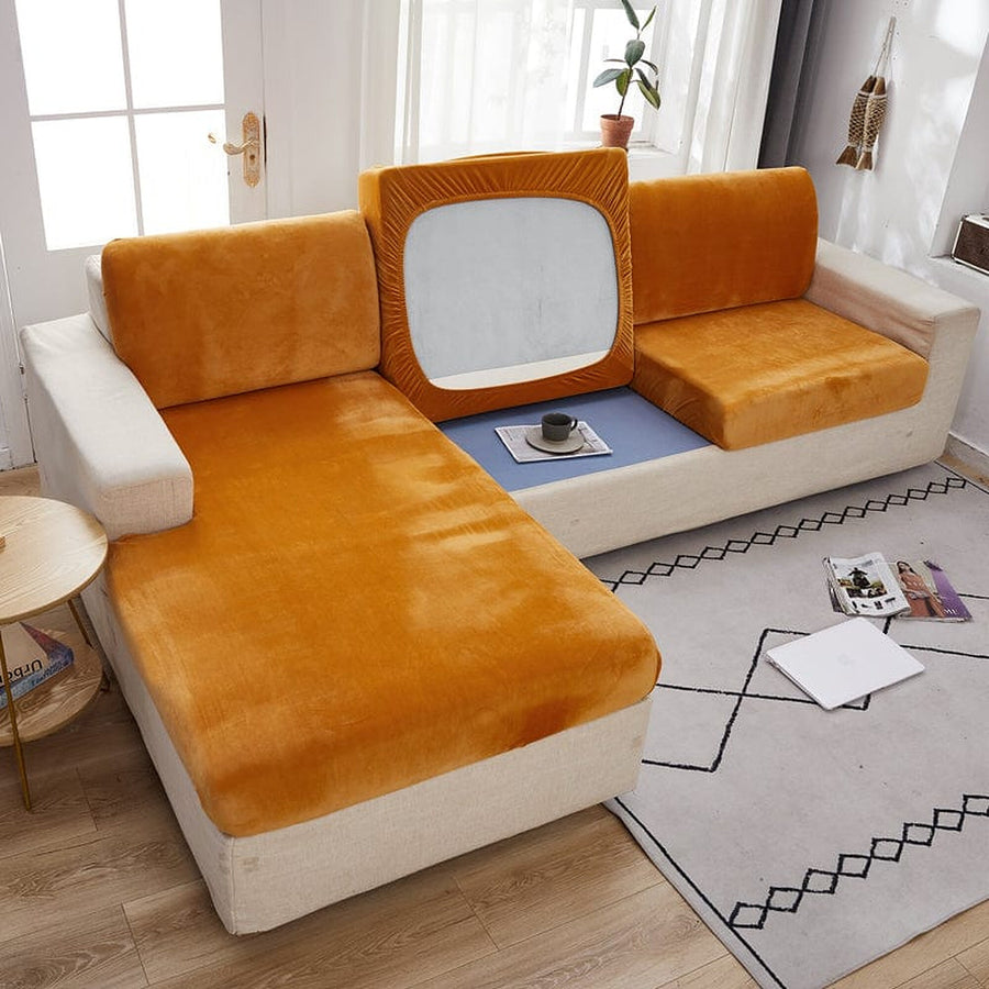 Sofa Cushion Cover – Velvet Plush Sectional – Terracotta