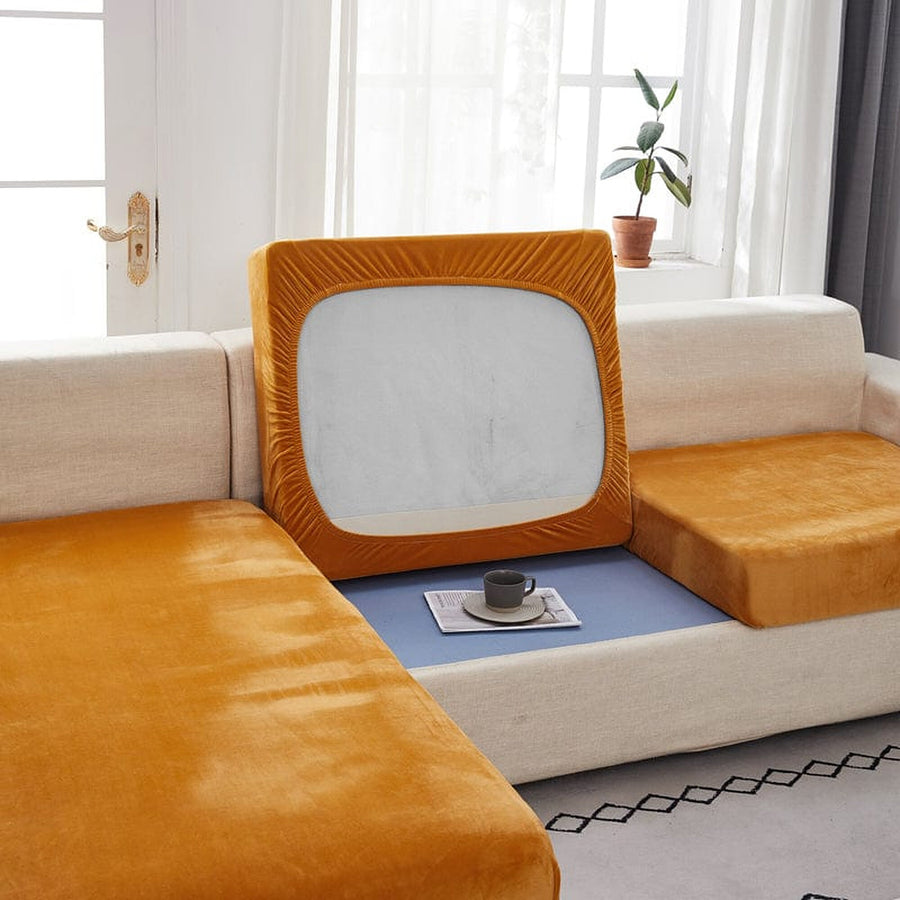 Sofa Cushion Cover – Velvet Plush Sectional – Terracotta