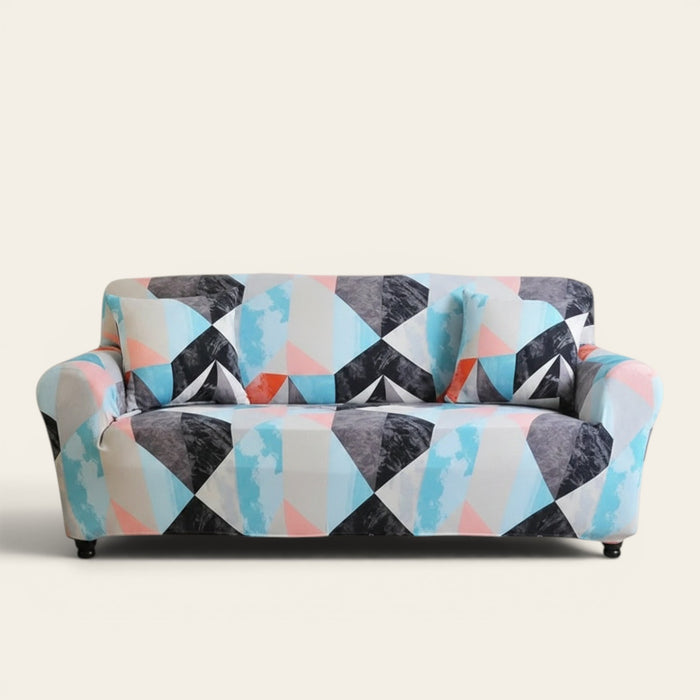 Sofa Cover – Watercolor Triangles – Sky Mist
