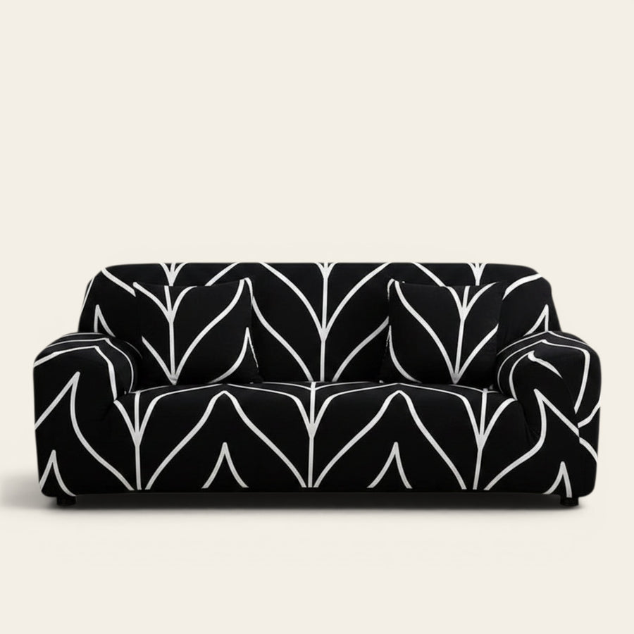 Sofa Cover – Wave Print – Ink Black