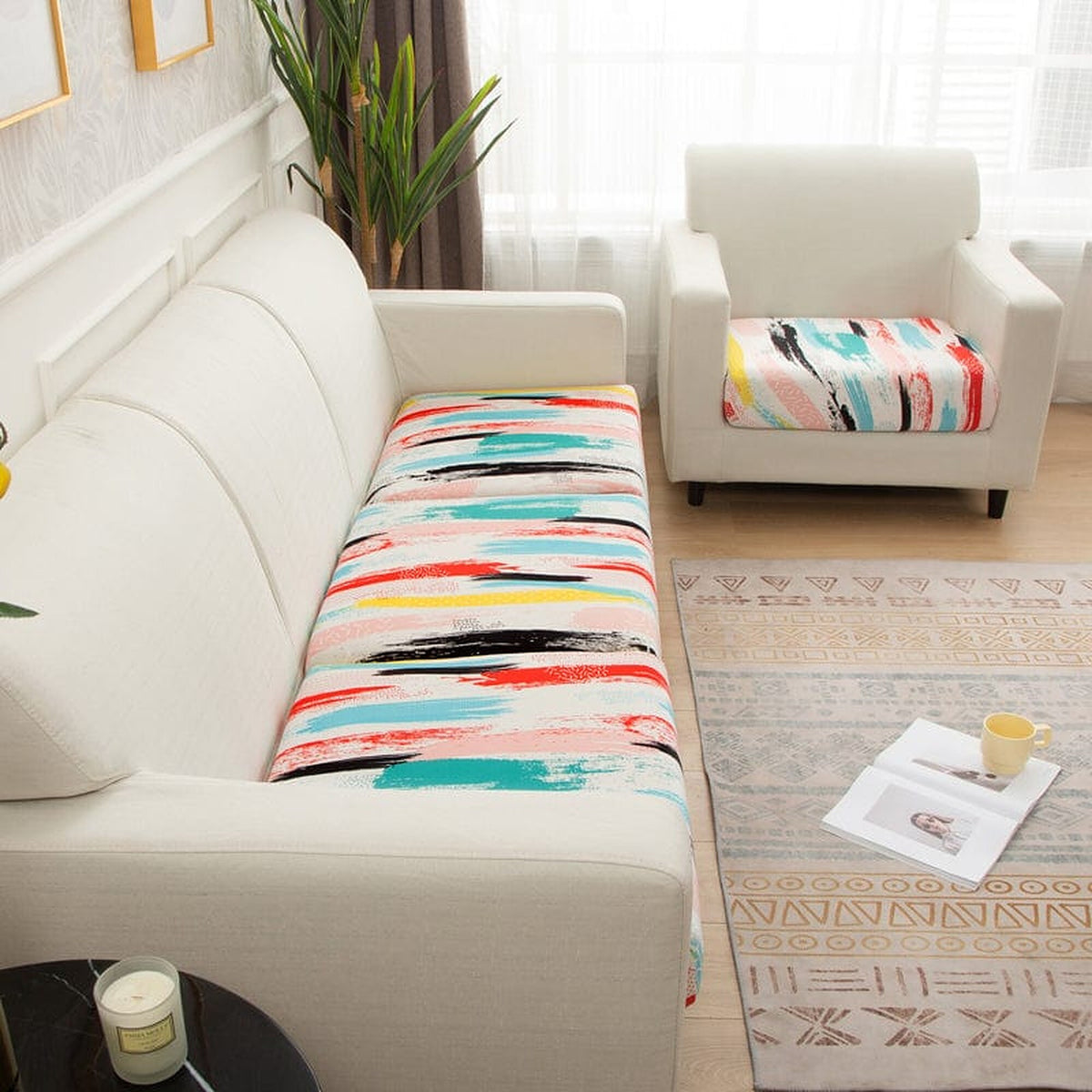 Sofa Cushion Cover – Abstract Brushstroke – Multicolor