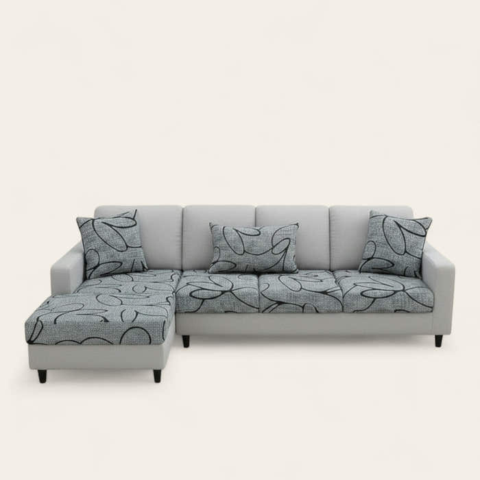 Sofa Cushion Cover – Botanical Print – Pearl Grey