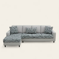 Sofa Cushion Cover – Botanical Print – Pearl Grey
