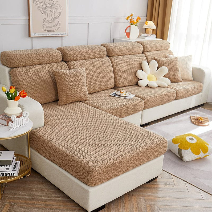Sofa Cushion Cover – Corduroy Knit – Caramel